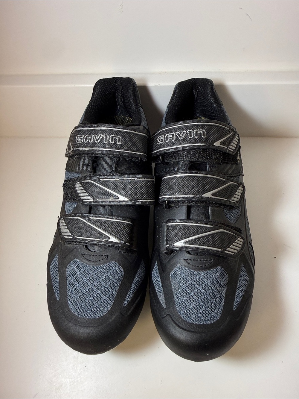 Gavin Black and Gray Cycling Shoes w/ Velcro Closure - EU Size 38; US Size 7.5